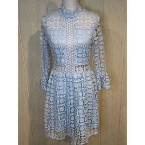 Women's EillyBazar Light Blue Long Sleeve Lace Dress M